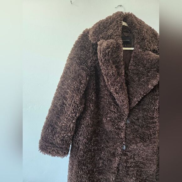 Banana Republic Sherpa Car Coat Brown MobWife Chic Vintage Retro New Money M - Picture 3 of 8